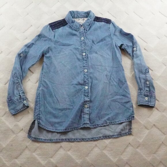 HOLDING HORSES Chambray Button up Top Womens XXS Blue Western Rodeo Cowgirl - Picture 1 of 11